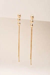 Brinco Dourado Trio Bolas Fios
