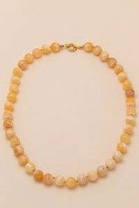 Colar Solar Calcita Mel Banho Ouro 18K