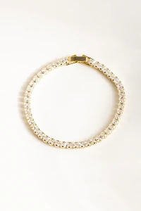 Pulseira Dourada Riviera Zircônia Quadrada