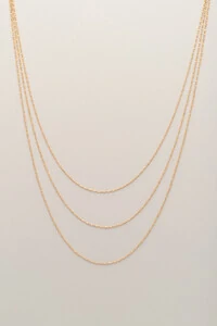 Colar Triplo Baguete Bolinhas Banho Ouro 18K