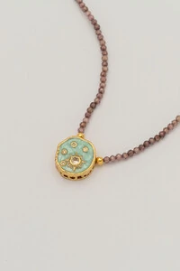 Colar Luna Mini Zircônia Lilás Banho Ouro 18K