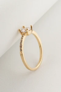 Anel Solitário Banho Ouro 18K