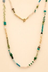 Colar Mix Pedras Mar Banho Ouro 18K