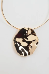 Colar Aro Dourado Placa Orgânica