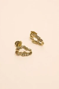 Brinco Orgânico Zircônia Banho Ouro 18K