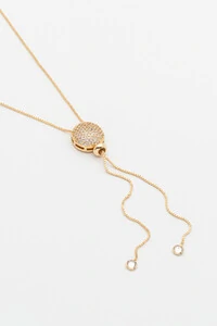 Colar Gravata Pavê Zircônia Banho Ouro 18K