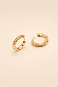 Brinco Argola Torcida Zircônia Banho Ouro 18K