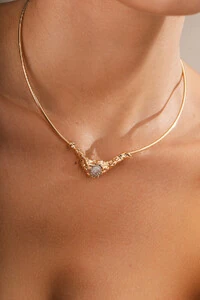 Colar Aro Choker Lava Zircônia Cristal