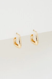 Brinco Argola Geométrica Lisa Banho Ouro 18k