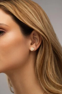 Brinco Coração M Cravejado Zircônia Banho Ouro 18K