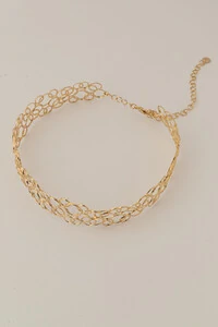 Colar Choker Dourado Círculos Vazado