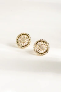 Brinco Pizza Zircônia Banho Ouro 18K