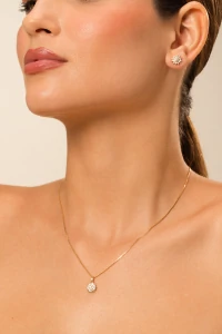 Brinco Flor Zircônia Banho Ouro 18K