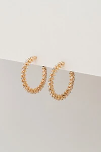 Brinco De Argola Media Filigrana Strass Dourado