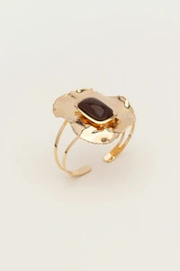 Pulseira Bracelete Placa Martelada Resina Marrom
