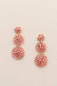 Brinco Dourado Aros Vidrilhos Rosa