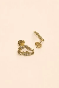 Brinco Orgânico Zircônia Banho Ouro 18K