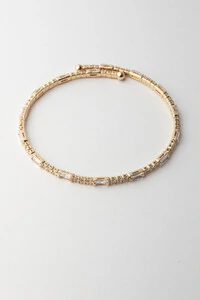 Pulseira Dourada Zircônias Baguete