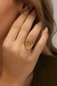 Anel Nossa Senhora Aparecida Banho Ouro 18K