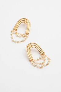 Brinco Dourado Arco com Pérola