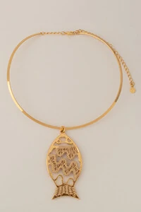 Colar Aro Dourado Peixe Palha