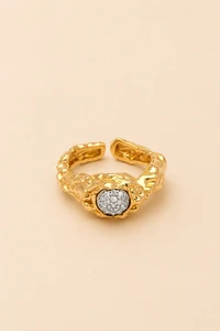 Anel Dourado Lava Zircônia Cristal