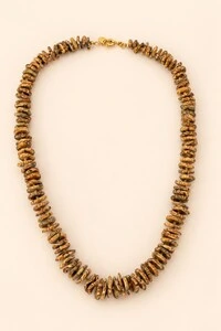 Colar Boho Disco Jasper Banho Ouro 18K