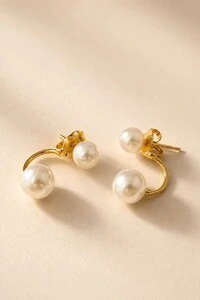 Brinco Dourado Pérola Dupla