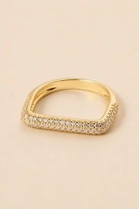 Anel Quadrado Zircônia Banho Ouro18K