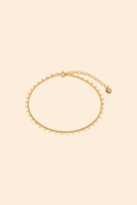 Tornozeleira Mini Plaquinhas Banho Ouro 18K