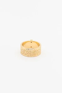 Anel Aliança Larga Pai Nosso Zircônia Banho Ouro 18K