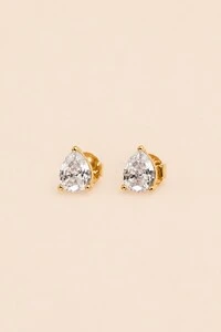 Brinco Gota Zircônia Banho Ouro 18k