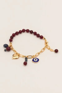 Pulseira Love Jade Rubi Banho Ouro 18K