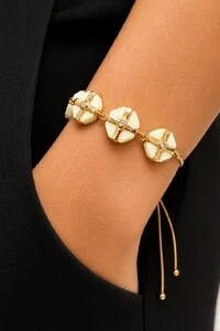 Pulseira Dourada Ajustável Resina Cloud Dancer