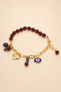 Pulseira Love Jade Rubi Banho Ouro 18K