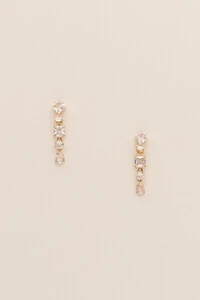 Brinco Cascata Mix Zircônia Banho Ouro 18K