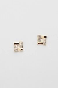 Brinco Square Zircônia Banho Ouro 18k