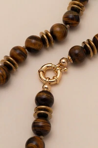 Colar Vereda Olho de Tigre Banho Ouro 18K