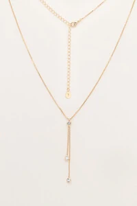 Colar Gravata Zircônias Banho Ouro 18K