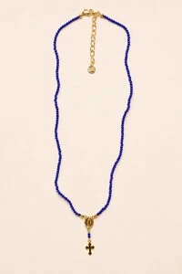 Colar Tercinho Mini Zircônia Azul Banho Ouro 18K