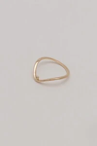 Anel V Ponto Zircônia Banho Ouro 18K