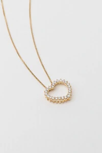 Colar Coração Vazado Zircônia Banho Ouro 18k