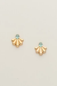 Brinco Splash Oval Aqua Banho Ouro 18K