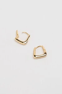 Brinco Argola Geométrica Lisa Banho Ouro 18k