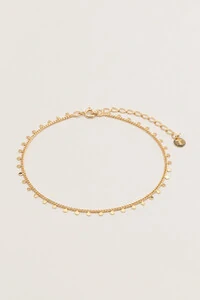 Tornozeleira Mini Plaquinhas Banho Ouro 18K