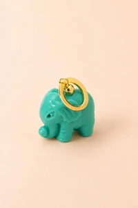 Pingente Elefante da Sorte Turquesa Banho Ouro 18K