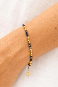 Pulseira Sodalita Blue Banho Ouro 18K
