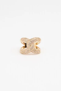 Anel Entrelaçado Zircônia Banho Ouro 18K