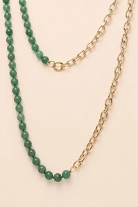 Colar Dourado Jardins 2 em 1 Jade Verde