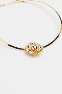 Colar Choker Dourado Aro Girassol